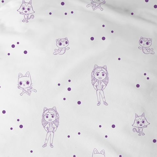 Parure De Lit Imprimée 100% Coton, Gabby Et La Maison Magique Funny Blanc 140x200+63x63cm