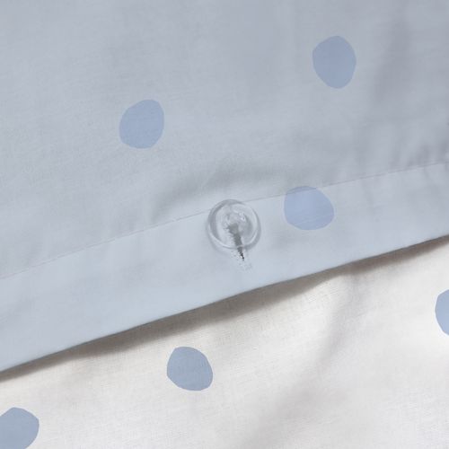 Parure De Lit Imprimée 100% Coton, Cumulus Bleu, Blanc 140x200+63x63cm