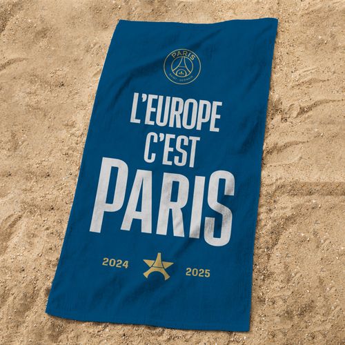 Serviette De Bain Et De Plage Imprimée 100% Coton, Psg Nation Bleu Nuit 75x150cm