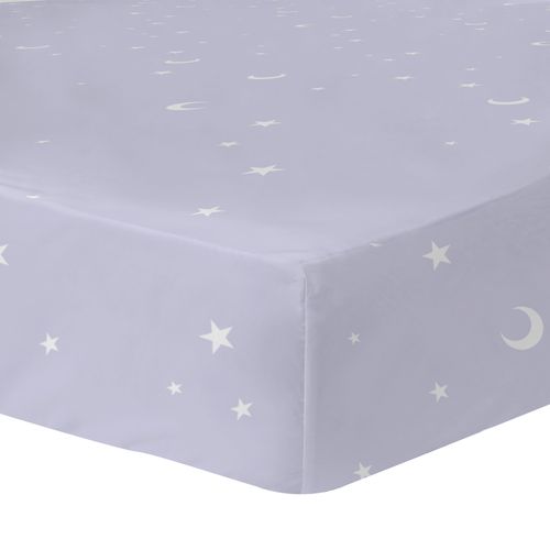 Drap-housse Imprimé 100% Coton, Disney Home Stitch Happy Violet 90x190cm - Bonnet 25cm