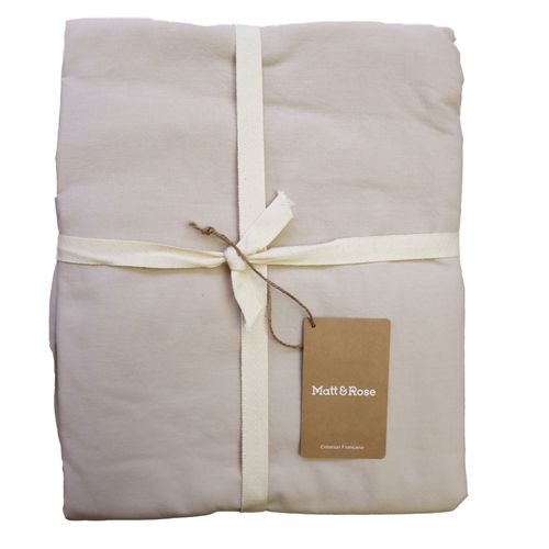 Parure De Lit Unie En Coton Taies Rectangulaires à Franges, Coton Lavé