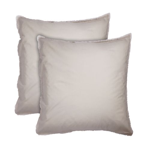 Parure De Lit Unie En Coton Taies Rectangulaires à Franges, Coton Lavé