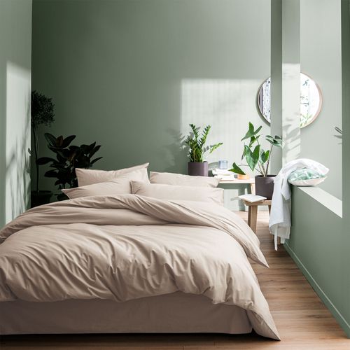 Parure De Lit Unie En Coton Taies Carrées à Volant, Coton Lavé