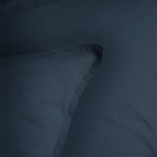 Parure De Lit Unie En Coton Taies Carrées à Volant, Coton Lavé