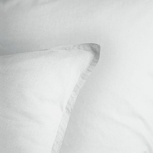 Parure De Lit Unie En Coton Taies Carrées à Volant, Coton Lavé