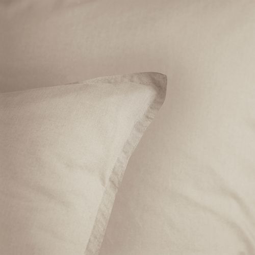 Parure De Lit Unie En Coton Taies Carrées à Volant, Coton Lavé