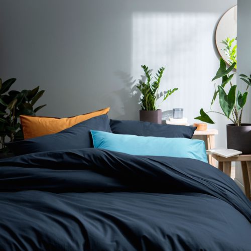 Parure De Lit Unie En Coton Taies Carrées à Volant, Coton Lavé