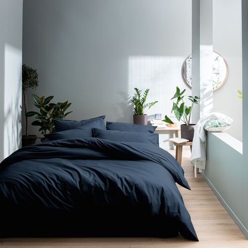 Parure De Lit Unie En Coton Taies Carrées à Volant, Coton Lavé