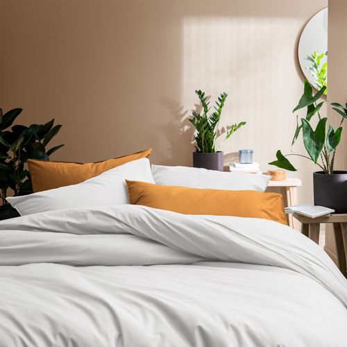 Parure De Lit Unie En Coton Taies Carrées à Volant, Coton Lavé