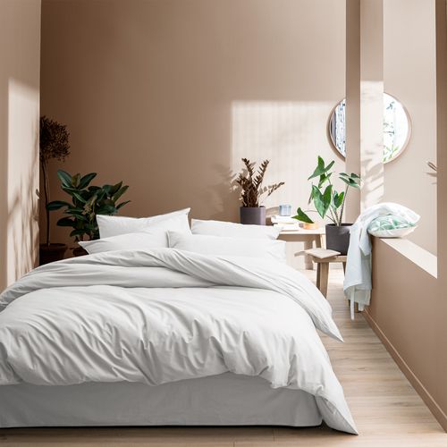 Parure De Lit Unie En Coton Taies Carrées à Volant, Coton Lavé