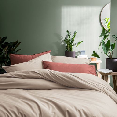 Parure De Lit Unie En Coton Taies Rectangulaires à Volant, Coton Lavé