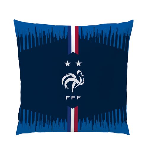 Ensemble Plaid Et Coussin, Fff Champions Bleu 110x140+40x40cm