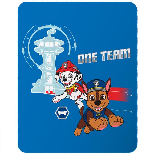 Ensemble Plaid Et Coussin, Pat Patrouille Ready For Action Bleu 110x140+40x40cm