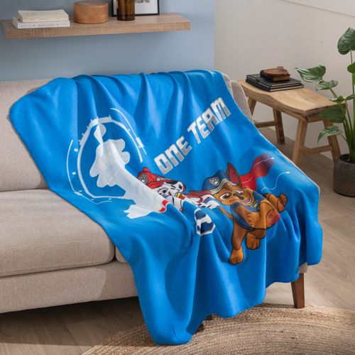 Ensemble Plaid Et Coussin, Pat Patrouille Ready For Action Bleu 110x140+40x40cm