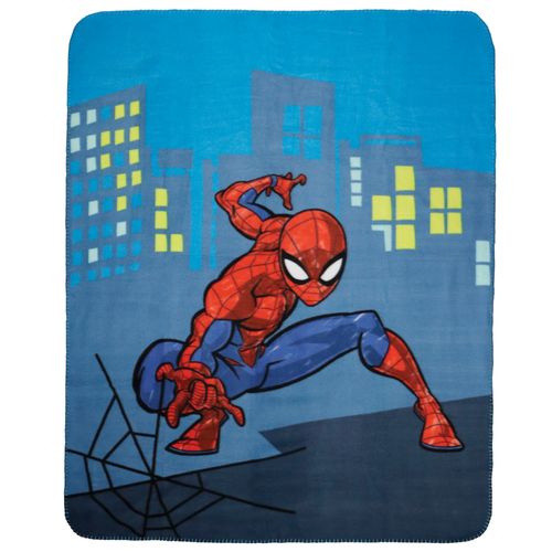Ensemble Plaid Et Coussin, Spiderman Hero Bleu 110x140+40x40cm