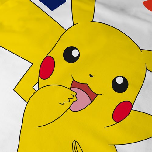 Parure De Lit Imprimée + Drap Housse 100% Coton, Pokemon Ziggy Blanc 140x200+90x190/200+63x63cm