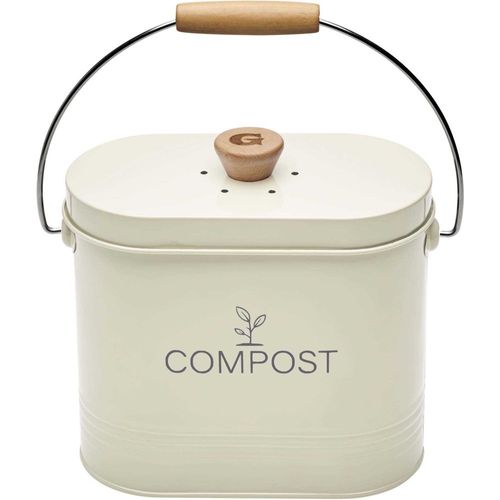 Seau à Compost Ovale 3l Beige Avec Filtre - 040623