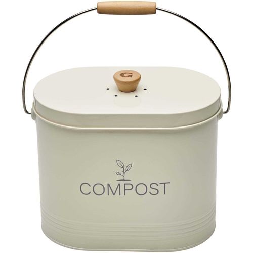 Seau à Compost Ovale 7l Beige Avec Filtre - 040633