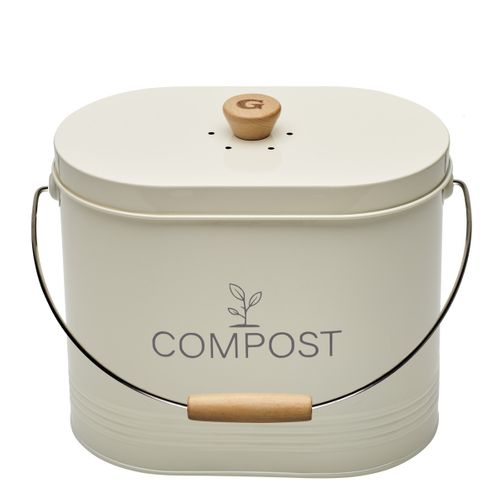 Seau à Compost Ovale 7l Beige Avec Filtre - 040633