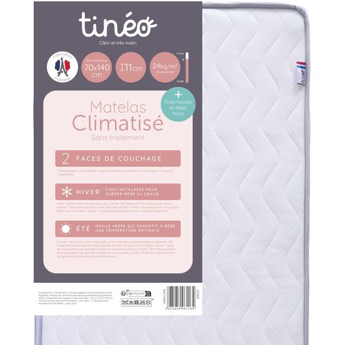 Matelas Bébé Climatisé Compressé - 70 X 140 Cm - Epaisseur 11 Cm - Avec Drap Housse Et Alese -
