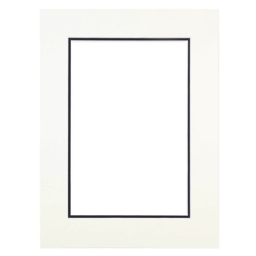 Passe-partout Double Blanc Avec Liseré Noir 24x30 Cm Ouverture 15x20 Cm Blanc