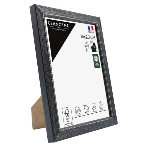 Cadre Photo Perle Noir 15x20 Cm Noir Bois Massif Fsc
