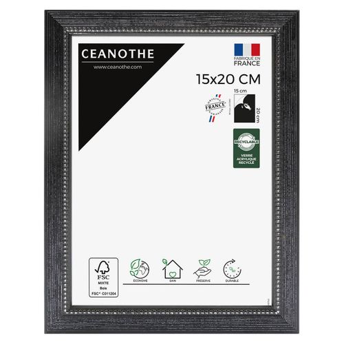 Cadre Photo Perle Noir 15x20 Cm Noir Bois Massif Fsc