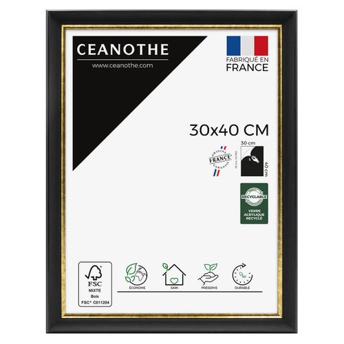 Cadre Photo Pandore Noir Doré 30x40 Cm Doré Résine Recyclée
