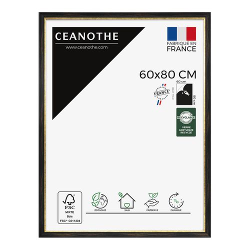 Cadre Photo Pandore Noir Doré 60x80 Cm Doré Résine Recyclée