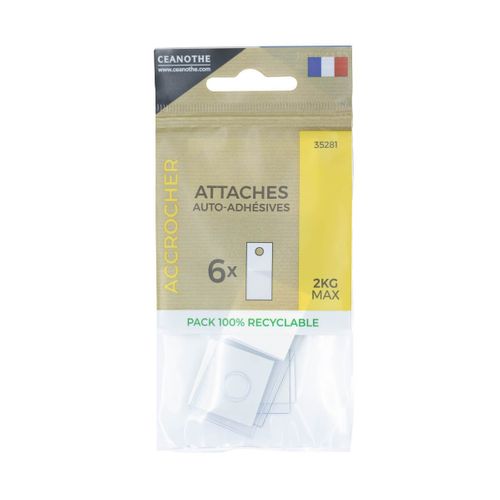 Lot De 6 Attaches Adhésives Ceanothe Pour 2 Kg Transparent