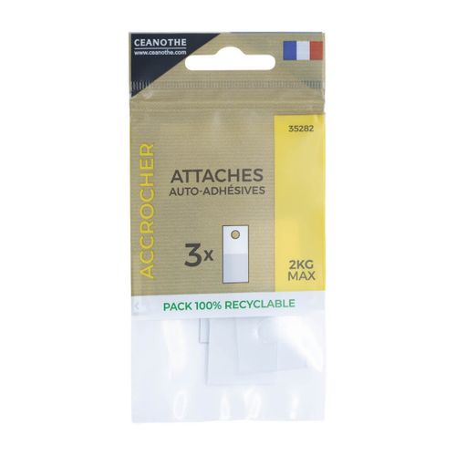 Lot De 3 Attaches Adhésives Ceanothe Pour 2 Kg Transparent