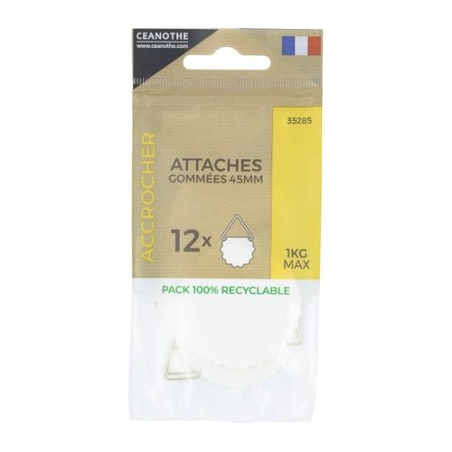 Lot De 12 Attaches Gommées 45 Mm Ceanothe Pour 1 Kg Blanc