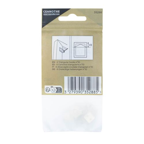 Lot De 6 Attaches Triangulaires 10 Mm Pour 1,5 Kg Doré