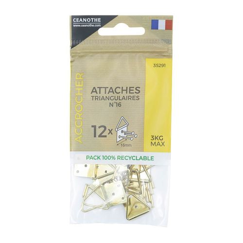 Sachet De 12 Attaches Triangulaires Brio 16 Mm Pour 3 Kg Doré