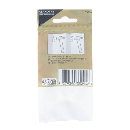 Lot De 3 Crochets Béton N°1 Pour 0,5 Kg Blanc