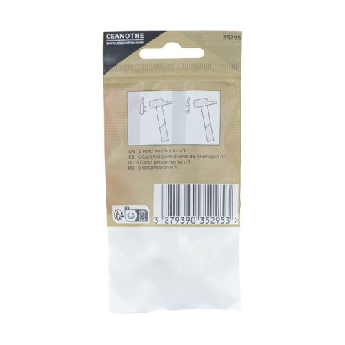 Lot De 6 Crochets Béton N°1 Pour 0,5 Kg Blanc