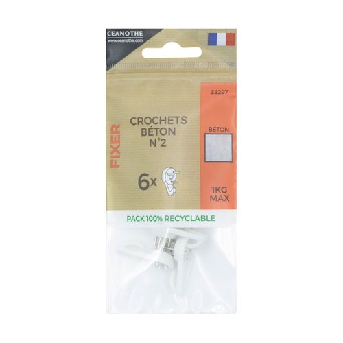 Lot De 6 Crochets Béton N°2 Pour 1 Kg Blanc