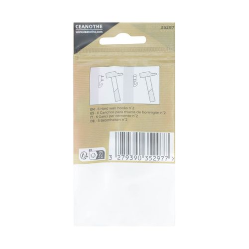 Lot De 6 Crochets Béton N°2 Pour 1 Kg Blanc