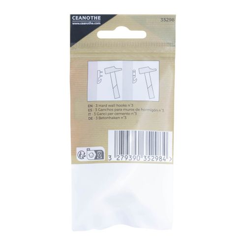 Lot De 3 Crochets Béton Ceanothe N°3 Pour 15 Kg Blanc