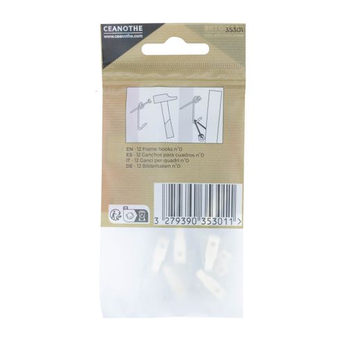 Sachet De 12 Crochets Laitonnés à Tableau N°0 Pour 4 Kg Doré