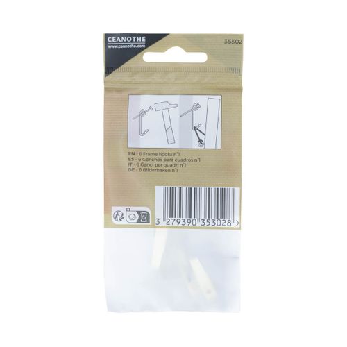 Lot De 6 Crochets à Tableau Ceanothe N°1 Pour 5 Kg Doré
