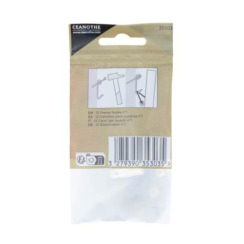 Lot De 12 Crochets à Tableau Ceanothe N°1 Pour 5 Kg Doré