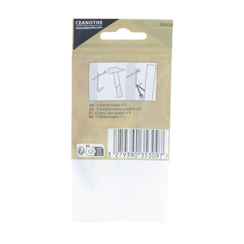 Lot De 3 Crochets à Tableau Ceanothe N°4 Pour 20 Kg Doré