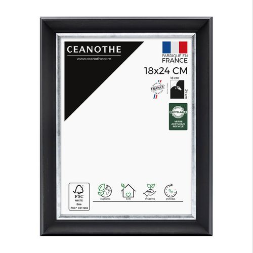 Cadre Photo Pandore Noir Argent 18x24 Cm Argent Résine Recyclée