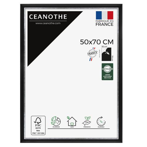 Cadre Photo Pandore Noir Argent 50x70 Cm Argent Résine Recyclée