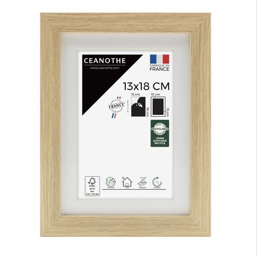 Cadre Photo 13x18 Cm Milan Brut  Avec Passe-partout 10x15 Cm Bois Naturel Bois Reconstitué Fsc