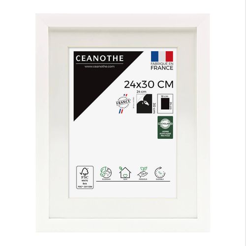 Cadre Photo  24x30 Cm Milan Blanc Avec Passe-partout 18x24 Cm Blanc Bois Reconstitué Fsc