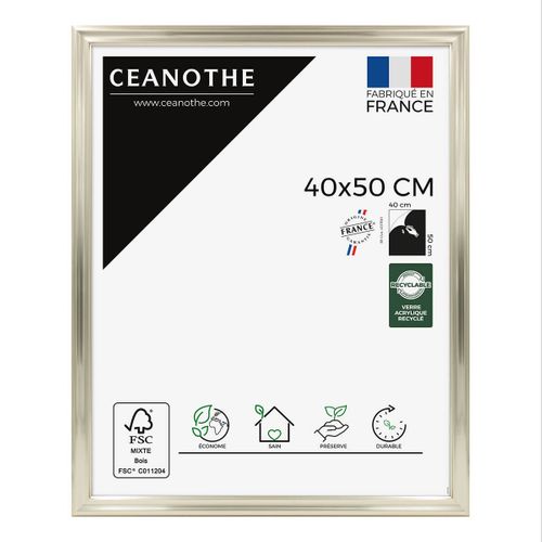 Cadre Photo Julia Blanc Doré 40x50 Cm Blanc Doré Résine Recyclée