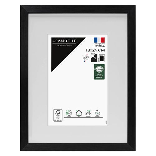 Cadre Photo Wild Noir 18x24 Cm Avec Passe-partout 10x15 Cm Noir Résine Recyclée