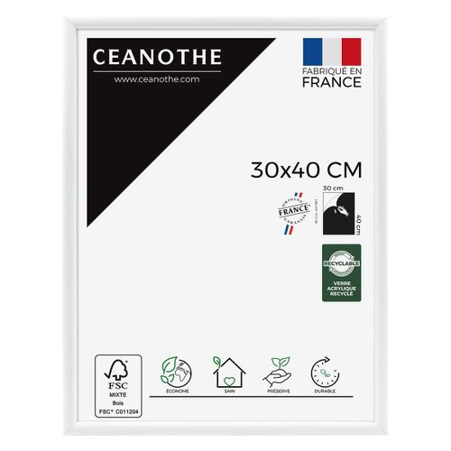 Cadre Photo Essentiel Exposition Blanc 30x40 Cm Blanc Bois Massif Fsc
